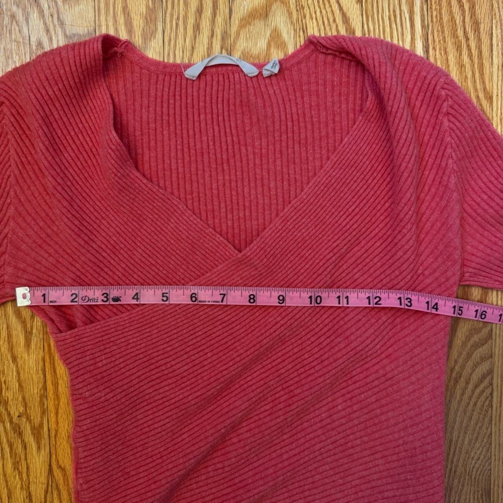 Soft Surroundings Red Ribbed Wrap Sweater Women’s Size Small - Picture 11 of 13